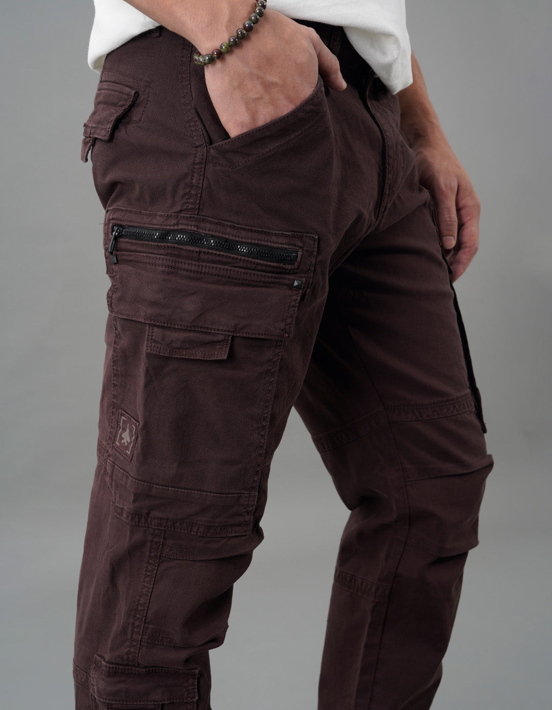Brown Slim Fit Cargo Pant